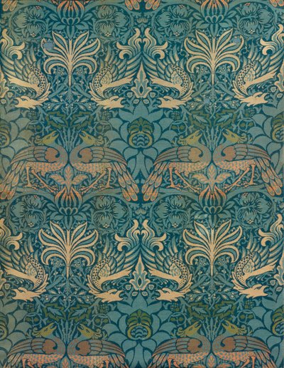 William Morris Pfau und Drachen Textildesign, ca. 1880 (Holzschnitt) von William Morris