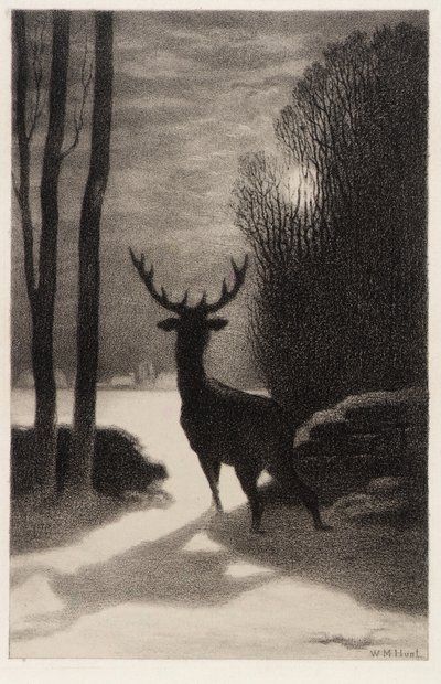 Hirsch im Mondlicht von William Morris Hunt