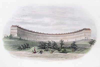 Royal Crescent, Bath, vom Park aus, graviert von J. Shury, ca. 1840 von William N. Hardwick of Bath