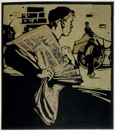 Zeitungsverkäufer, London - in "Types of London" von William Nicholson (1872-1949), ed Floury von William Nicholson