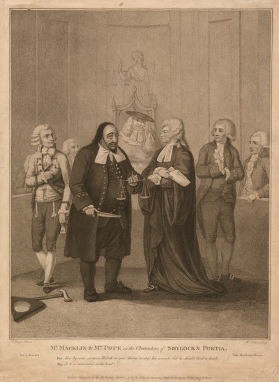 Mr. Macklin und Mrs. Pope in den Rollen von Shylock und Portia von William Nutter