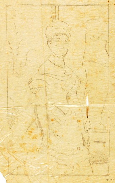 Dame im Abendkleid mit Figur der Venus von Milo von William Page