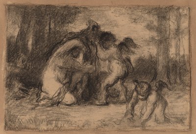 Bewaldete Landschaft mit Putti, die einer Frau beim Ausziehen helfen von William Perkins Babcock