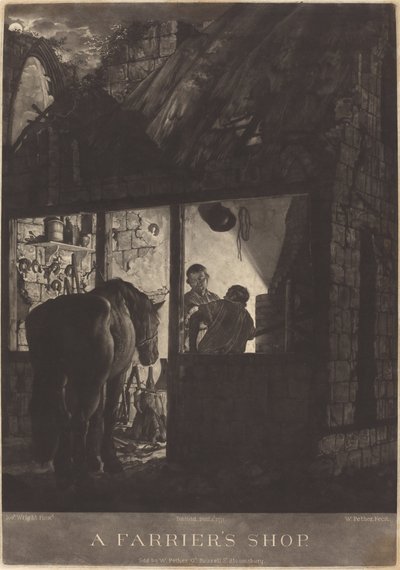 Die Schmiede von William Pether after Joseph Wright of Derby