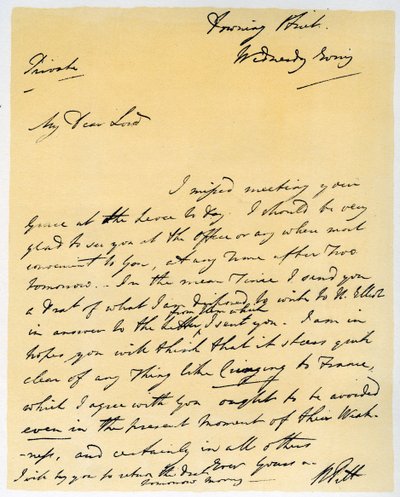 Brief von William Pitt dem Jüngeren, Oktober 1790 von William Pitt