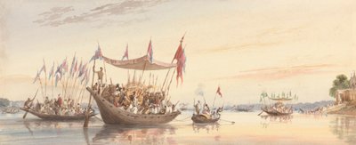 Isherah - Wasserprozession des Bildes von Doorga vor ihrer Versenkung bei Sonnenuntergang von William Prinsep