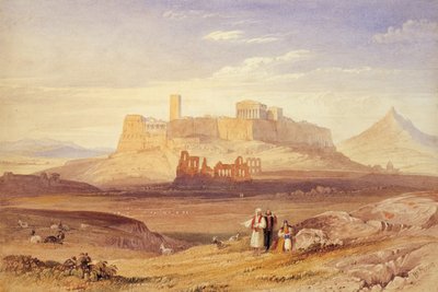 Ansicht von Athen mit der Akropolis und dem Odeon des Herodes Atticus, erstes Viertel des 19. Jahrhunderts von William Purser