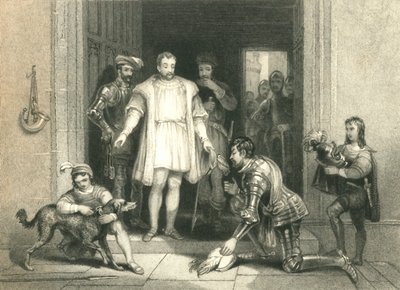 Bolingbrokes falsche Huldigung an Richard II., auf Schloss Flint, 1836 von William Radclyffe
