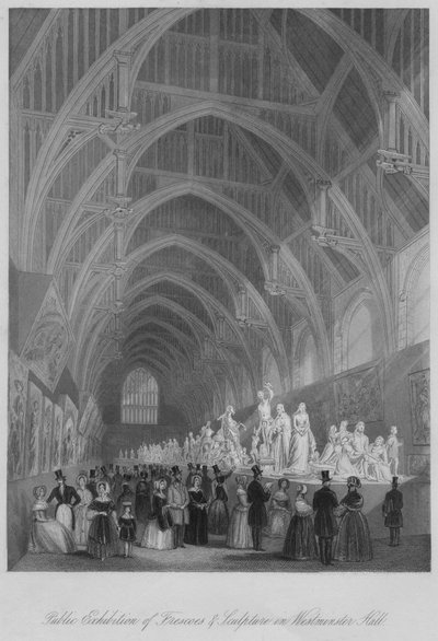 Öffentliche Ausstellung von Fresken und Skulpturen in der Westminster Hall, ca. 1841 von William Radclyffe