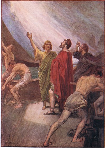 Timoleon segelt nach Sizilien, aus Plutarch Lives, veröffentlicht von T C & E C Jack Ltd von William Rainey