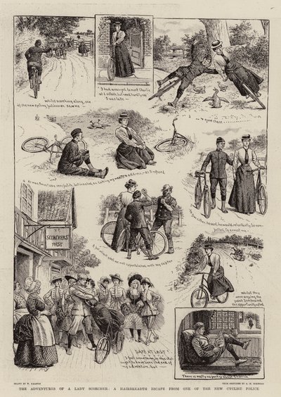 Die Abenteuer einer Lady Scorcher, eine haarsträubende Flucht vor einem der neuen Radpolizisten von William Ralston