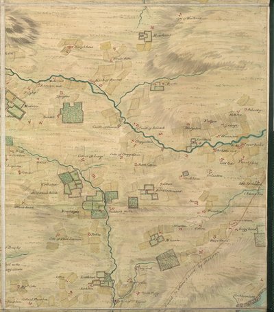 Roy Karte 19/3f: Gebiet um Colliston, in Forfarshire (oder Angus), aus der Roy Military Survey of Scotland von William Roy