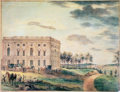 Ansicht des Kapitols von Washington, bevor es von den Briten niedergebrannt wurde, um 1800 von William Russell Birch
