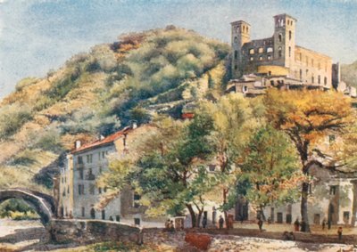 Dolceacqua, mit dem Schloss der Doria (Farblithografie) von William Scott