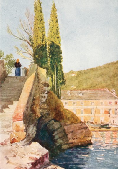 Der "Cavetto di S Michele," nahe Rapallo (Farblithografie) von William Scott