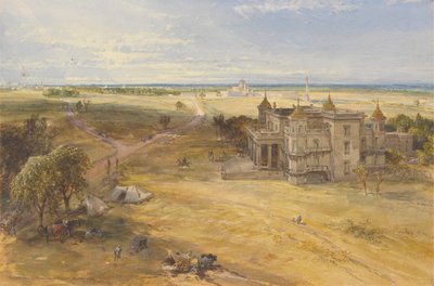 Der Dilkoosha, Lucknow in der Ferne von William Simpson