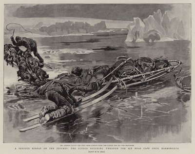 Ein ernsthaftes Missgeschick auf der Reise, der Schlitten bricht durch das Eis in der Nähe von Kap Cecil Harmsworth von William Small
