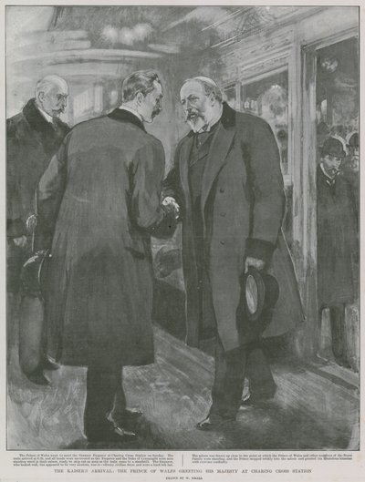 Die Ankunft des Kaisers: Der Prinz von Wales begrüßt Seine Majestät am Bahnhof Charing Cross von William Small