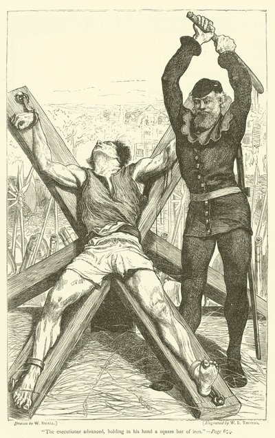 Der Henker trat vor, einen quadratischen Eisenstab in der Hand haltend von William Small