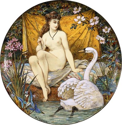 Eine große Minton-Tazza, die Leda und den Schwan darstellt von William Stephen Coleman
