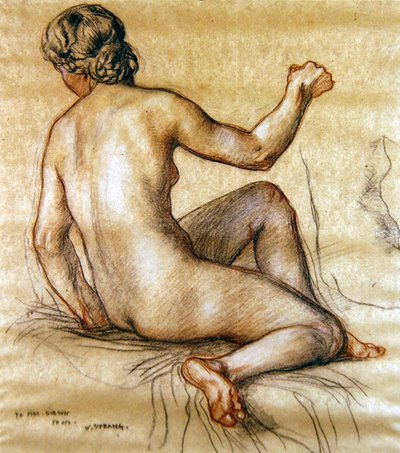 Studie eines weiblichen Aktes von hinten, ca. 1890 von William Strang