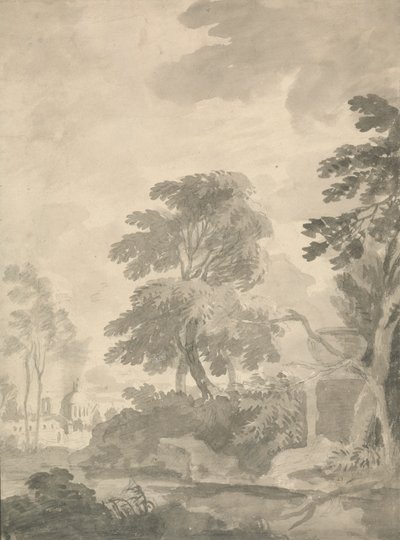 Landschaft, Bäume und ein ferner Blick auf Rom von William Taverner