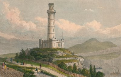 Nelsons Monument, Calton Hill, Edinburgh, um 1830 von William Tombleson