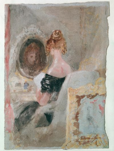 Interieur in Petwoath House: Frau vor dem Spiegel von Joseph Mallord William Turner