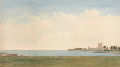 Porchester Castle: Ein Blick vom Dorf Porchester über das Wasser nach Portsmouth von William Turner of Oxford