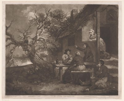 Männer im Gespräch bei einem Gasthaus von William Ward