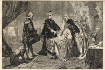 Königin Maria verlässt Stirling Castle - Maria Stuart (Maria I. von Schottland) vor der Wiege ihres Sohnes (Jakob Stuart, Jakob VI und I) von William Ward