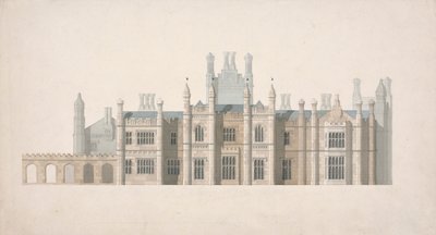 Erhebung eines vorgeschlagenen Entwurfs für Cambridge Colleges von William Wilkins