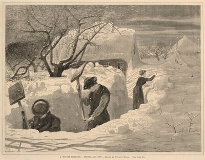 Ein Wintermorgen--Schneeschaufeln, aus Every Saturday, 14. Januar 1871 von Winslow Homer