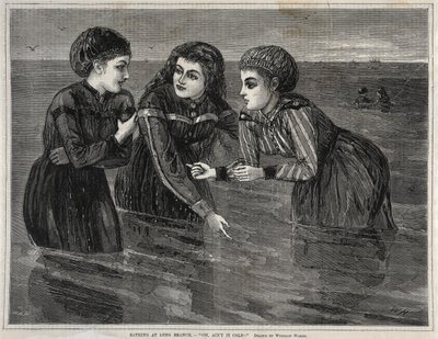 Baden in Long Branch - Oh, ist das kalt!, 1871 von Winslow Homer