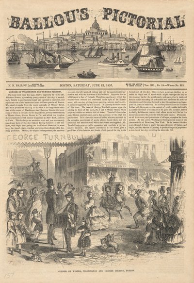 Ecke Winter-, Washington- und Summer-Straßen, Boston, aus Ballou von Winslow Homer