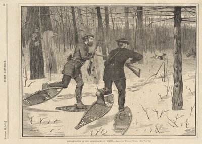 Hirschjagd in den Adirondacks im Winter, aus Every Saturday, 21. Januar 1871 von Winslow Homer