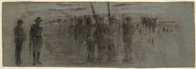 Zeichnung, Offizier und Adjutant inspizieren ein Geschwader, möglicherweise 1864 von Winslow Homer