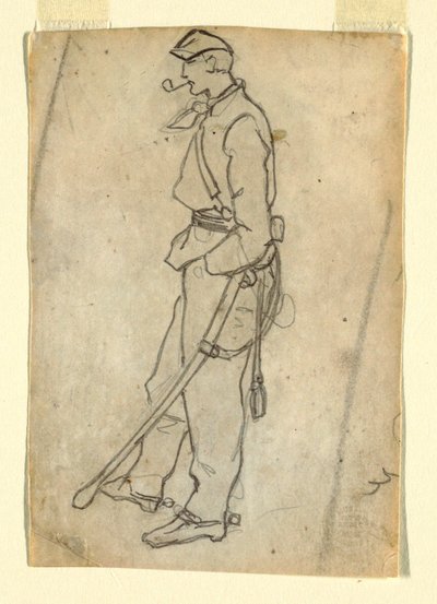 Soldat mit Schwert und Pfeife, 1862 von Winslow Homer