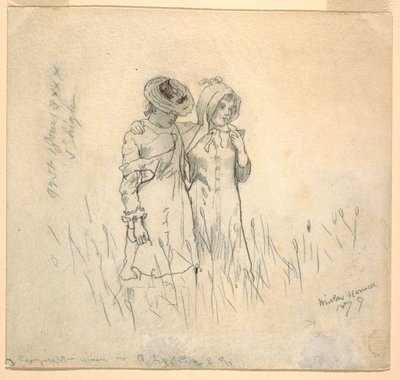 Zwei Mädchen auf einem Feld von Winslow Homer
