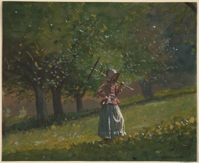 Mädchen mit Heuharke von Winslow Homer
