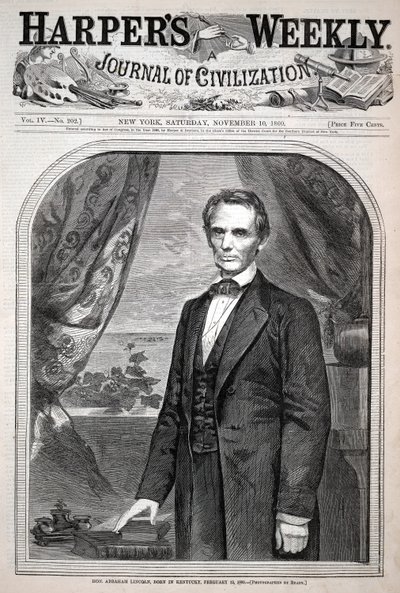 Hon. Abraham Lincoln, geboren in Kentucky, 12. Februar 1809, aus Harper
