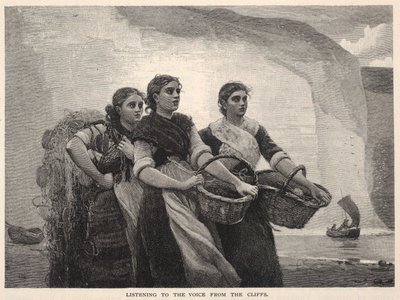 Hören auf die Stimme von den Klippen, aus The Century Magazine, November 1883 von Winslow Homer