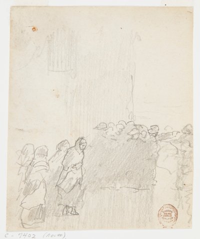 Männer und Frauen schauen aufs Meer, Cullercoats, England von Winslow Homer
