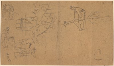 Soldaten fällen Setzlinge und flechten Setzlinge zu Körben [verso] von Winslow Homer