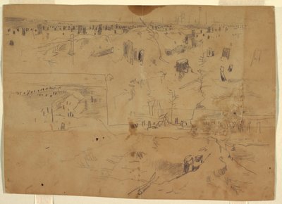 Studien eines Schlachtfeldes mit Baumstümpfen und zerstörten Baumstämmen, Petersburg, Virginia von Winslow Homer
