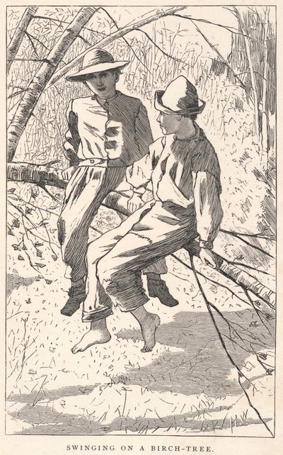 Schaukeln auf einer Birke, aus Our Young Folks, Juni 1867 von Winslow Homer