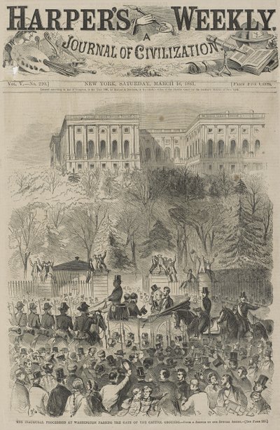 Der Einweihungszug in Washington passiert das Tor des Kapitolgeländes, 1861 von Winslow Homer