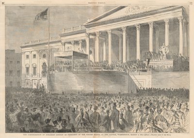 Die Amtseinführung von Abraham Lincoln als Präsident der Vereinigten Staaten, am Kapitol, Washington, 4. März 1861; aus Harper von Winslow Homer