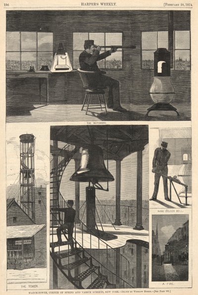 Wachturm, Ecke Spring und Varick Streets, New York, aus Harper von Winslow Homer