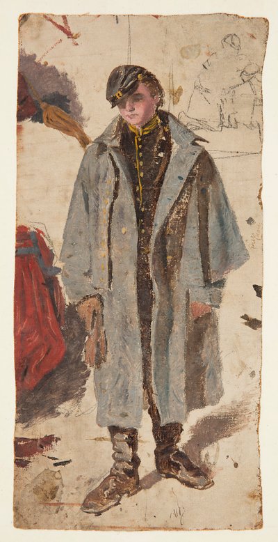 Junger Soldat, Skizze eines Soldaten, der einem verwundeten Kameraden Wasser gibt von Winslow Homer